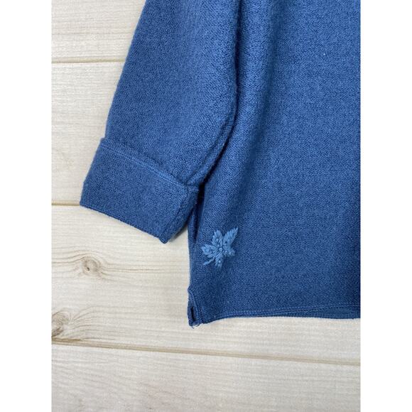 Cabelas Jacket Womens L Blue Embroidered Button Up Long Sleeve Wool Cotton Blend - Picture 11 of 12